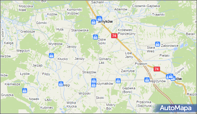 mapa Gliniany Las, Gliniany Las na mapie Targeo