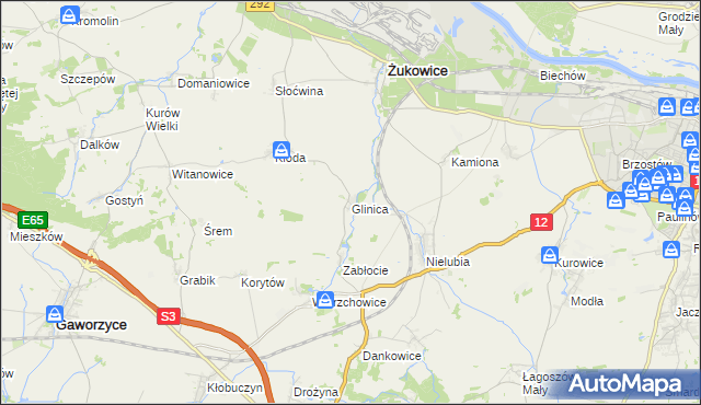 mapa Glinica gmina Żukowice, Glinica gmina Żukowice na mapie Targeo