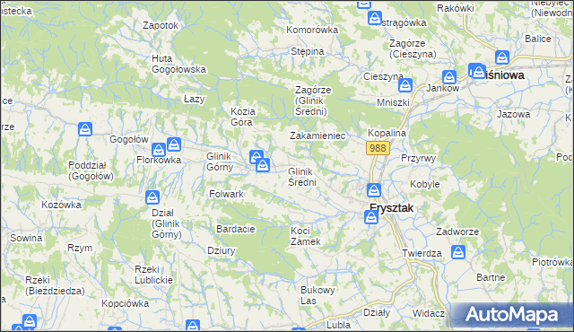 mapa Glinik Średni, Glinik Średni na mapie Targeo