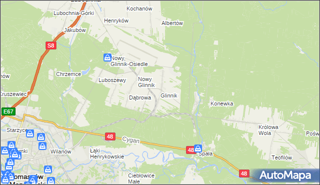 mapa Glinnik gmina Lubochnia, Glinnik gmina Lubochnia na mapie Targeo