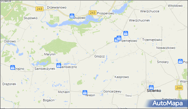 mapa Gliszcz, Gliszcz na mapie Targeo