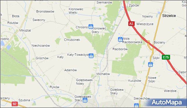 mapa Głogowiec gmina Kutno, Głogowiec gmina Kutno na mapie Targeo