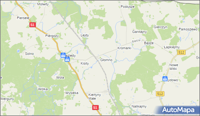 mapa Głomno, Głomno na mapie Targeo