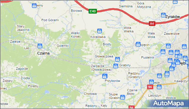 mapa Głowaczowa, Głowaczowa na mapie Targeo