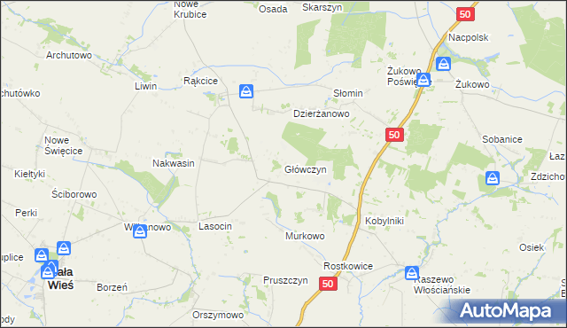 mapa Główczyn gmina Mała Wieś, Główczyn gmina Mała Wieś na mapie Targeo