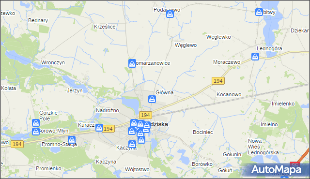 mapa Główna gmina Pobiedziska, Główna gmina Pobiedziska na mapie Targeo