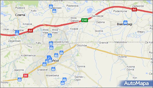 mapa Głuchów gmina Łańcut, Głuchów gmina Łańcut na mapie Targeo