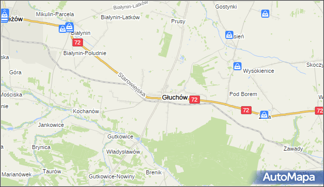 mapa Głuchów powiat skierniewicki, Głuchów powiat skierniewicki na mapie Targeo