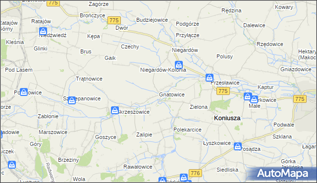 mapa Gnatowice, Gnatowice na mapie Targeo