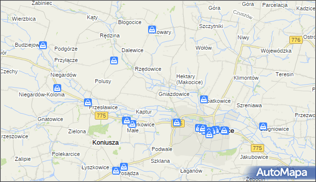 mapa Gniazdowice, Gniazdowice na mapie Targeo