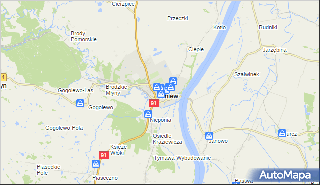 mapa Gniew, Gniew na mapie Targeo