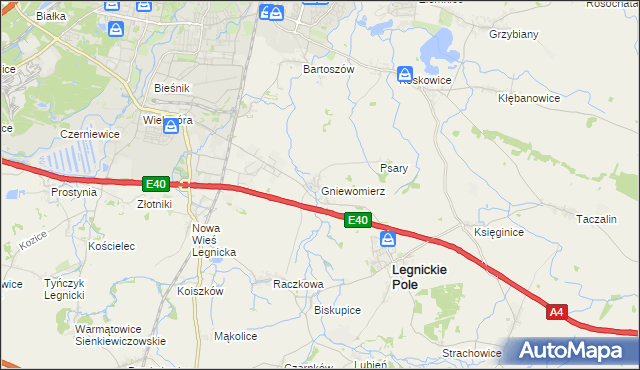 mapa Gniewomierz, Gniewomierz na mapie Targeo