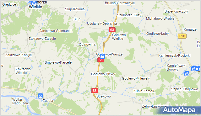 mapa Godlewo-Mierniki, Godlewo-Mierniki na mapie Targeo