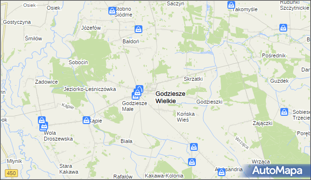 mapa Godziesze Wielkie, Godziesze Wielkie na mapie Targeo