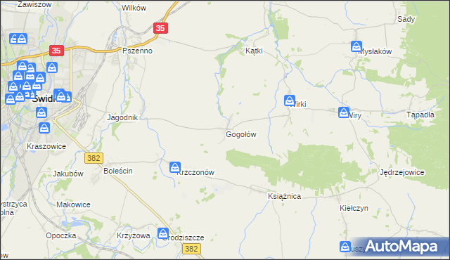 mapa Gogołów gmina Świdnica, Gogołów gmina Świdnica na mapie Targeo