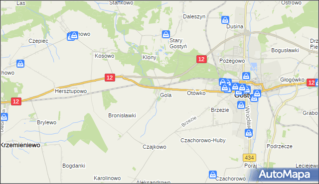 mapa Gola gmina Gostyń, Gola gmina Gostyń na mapie Targeo
