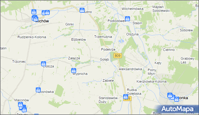 mapa Gołąb gmina Michów, Gołąb gmina Michów na mapie Targeo
