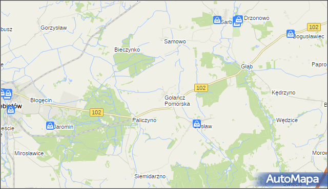 mapa Gołańcz Pomorska, Gołańcz Pomorska na mapie Targeo