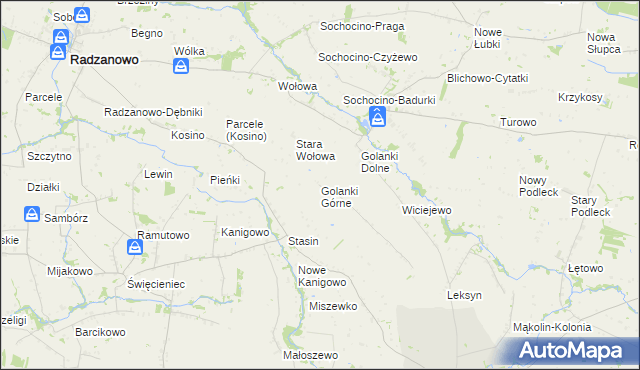 mapa Golanki Górne, Golanki Górne na mapie Targeo