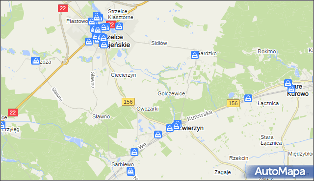 mapa Golczewice, Golczewice na mapie Targeo