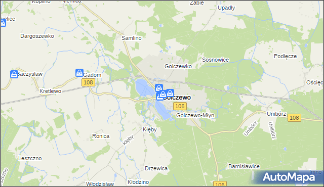mapa Golczewo powiat kamieński, Golczewo powiat kamieński na mapie Targeo