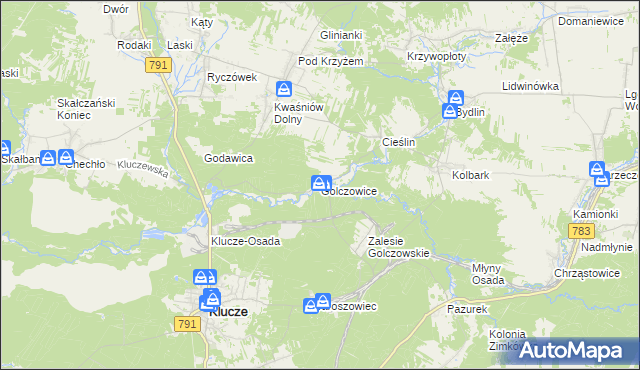 mapa Golczowice gmina Klucze, Golczowice gmina Klucze na mapie Targeo