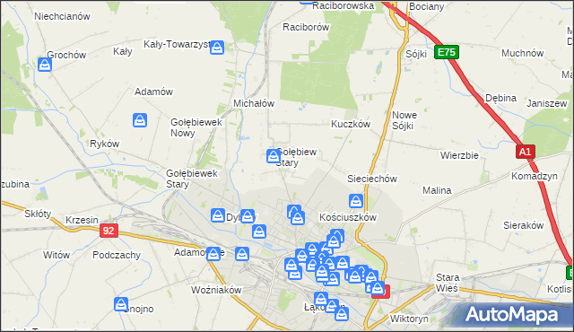mapa Gołębiew Nowy, Gołębiew Nowy na mapie Targeo