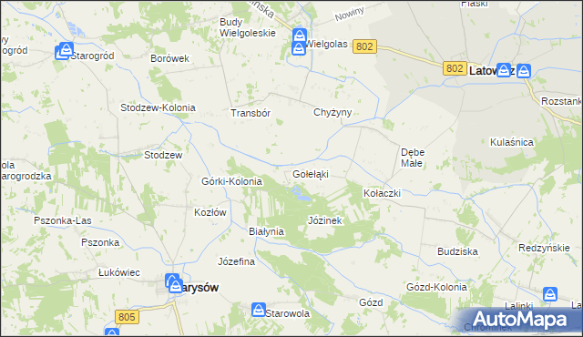 mapa Gołełąki, Gołełąki na mapie Targeo