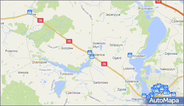 mapa Golenice, Golenice na mapie Targeo