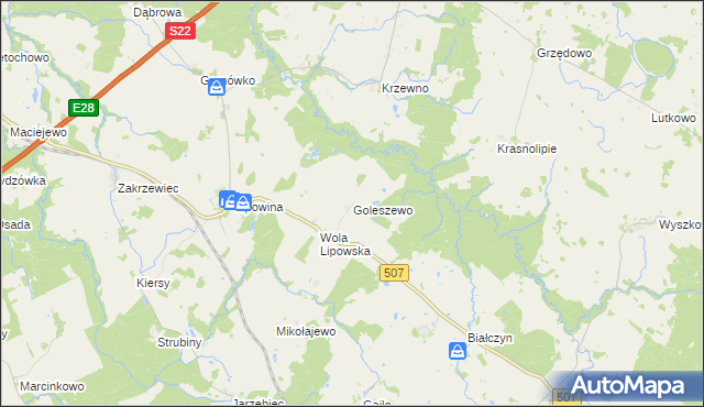 mapa Goleszewo, Goleszewo na mapie Targeo