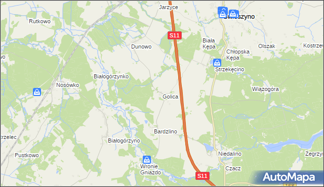 mapa Golica gmina Świeszyno, Golica gmina Świeszyno na mapie Targeo