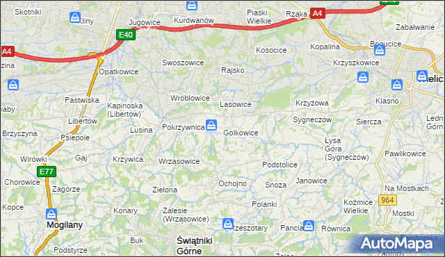 mapa Golkowice, Golkowice na mapie Targeo