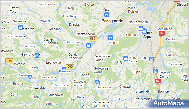 mapa Gołkowice Dolne, Gołkowice Dolne na mapie Targeo