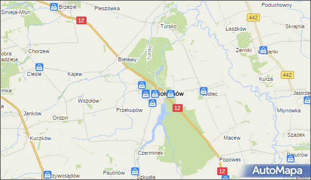 mapa Gołuchów powiat pleszewski, Gołuchów powiat pleszewski na mapie Targeo