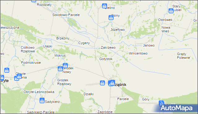 mapa Gołystok, Gołystok na mapie Targeo