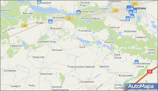 mapa Góra gmina Pobiedziska, Góra gmina Pobiedziska na mapie Targeo