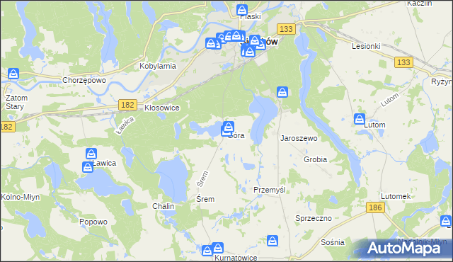 mapa Góra gmina Sieraków, Góra gmina Sieraków na mapie Targeo