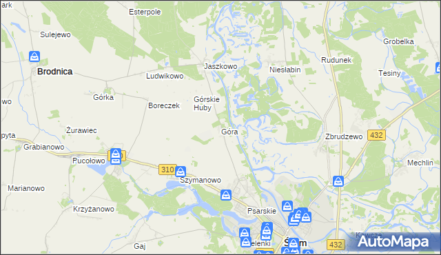 mapa Góra gmina Śrem, Góra gmina Śrem na mapie Targeo