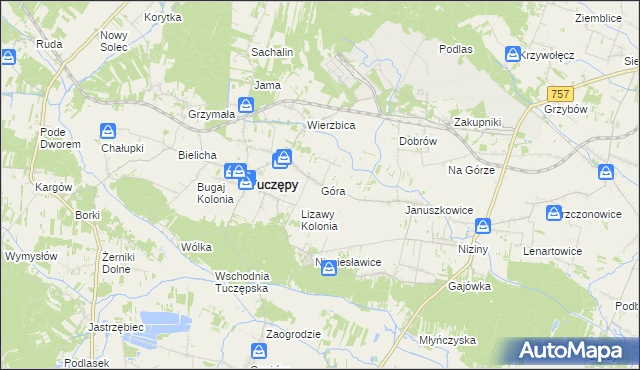 mapa Góra gmina Tuczępy, Góra gmina Tuczępy na mapie Targeo