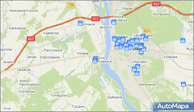mapa Góra Puławska, Góra Puławska na mapie Targeo
