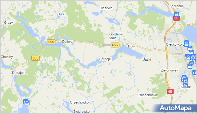 mapa Gordejki, Gordejki na mapie Targeo