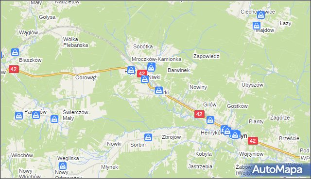 mapa Górki gmina Bliżyn, Górki gmina Bliżyn na mapie Targeo