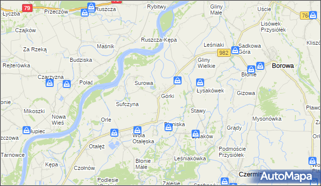 mapa Górki gmina Borowa, Górki gmina Borowa na mapie Targeo