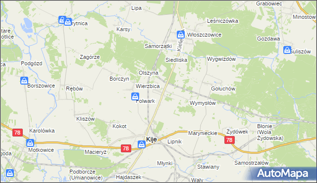 mapa Górki gmina Kije, Górki gmina Kije na mapie Targeo