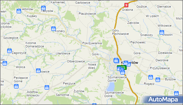 mapa Górki gmina Klimontów, Górki gmina Klimontów na mapie Targeo