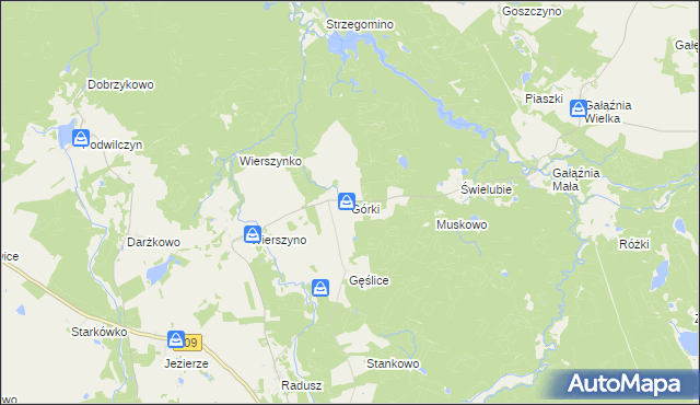 mapa Górki gmina Kołczygłowy, Górki gmina Kołczygłowy na mapie Targeo