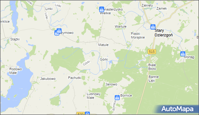 mapa Górki gmina Stary Dzierzgoń, Górki gmina Stary Dzierzgoń na mapie Targeo