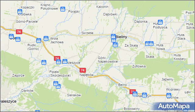 mapa Górki Napękowskie, Górki Napękowskie na mapie Targeo