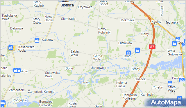 mapa Górna Wola gmina Jedlińsk, Górna Wola gmina Jedlińsk na mapie Targeo