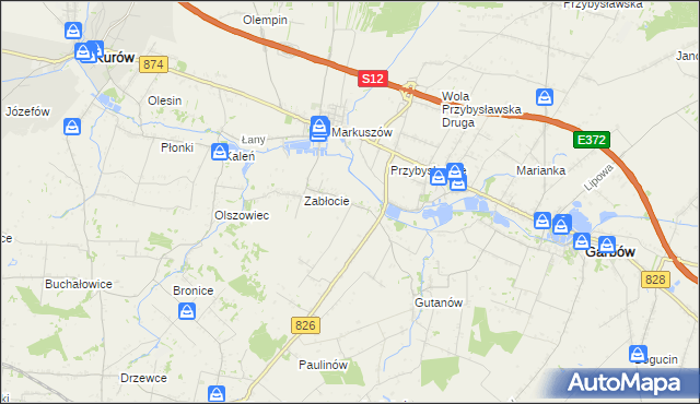 mapa Góry gmina Markuszów, Góry gmina Markuszów na mapie Targeo